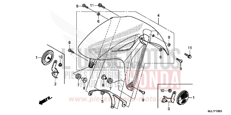 AILE AVANT de Integra 750 MAT BULLET SILVER (NH389) 2014
